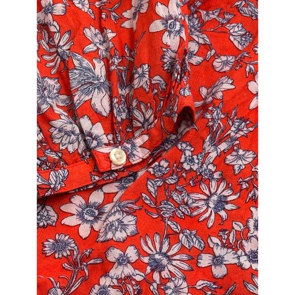 Gap · Large Petite · Blouson Sleeve Square Neck Blouse · Red Floral · NWT - Picture 4 of 11